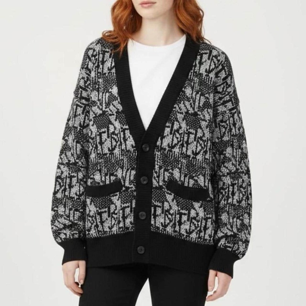vintage 90s abstract knit cardigan | geometric sweater | grandpa grunge retro